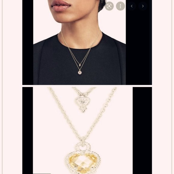 Judith Ripka 18K Canary Heart Double Chain Necklace - Picture 1 of 5